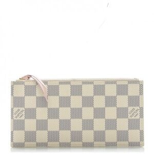 Louis Vuitton Damier Azur Zip Pouch in Cream and Light Gray with Pink Pull